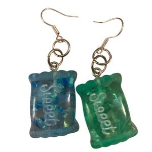 Sweet Candy Earrings Blue Green Fun Quirky‎ Novelty Jewelry Gift